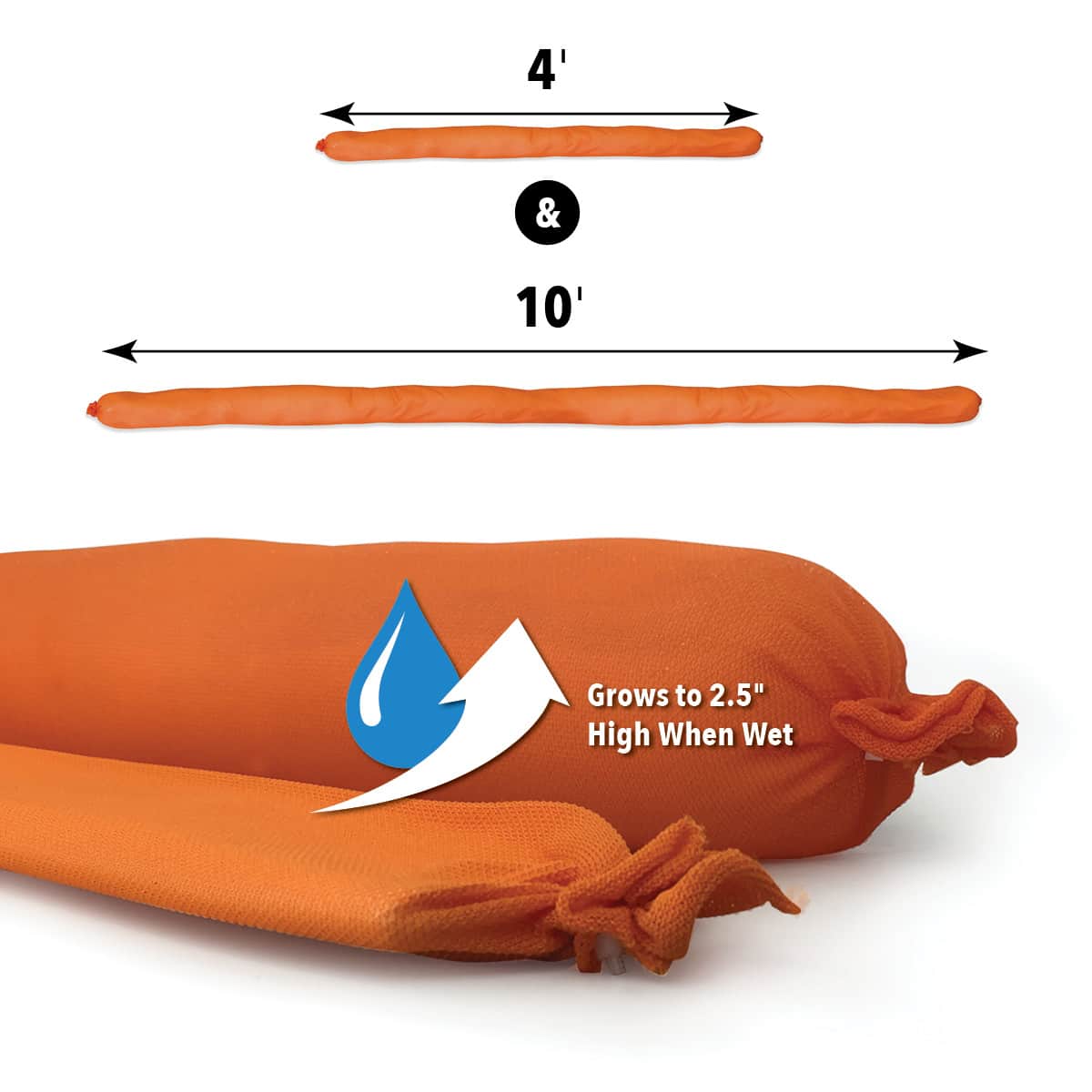 thumbnail image 2 of Quick Dam Water Activated Flood Barriers - 10 Pack With Orange Bucket For Home & Garage Protection 2 of 10