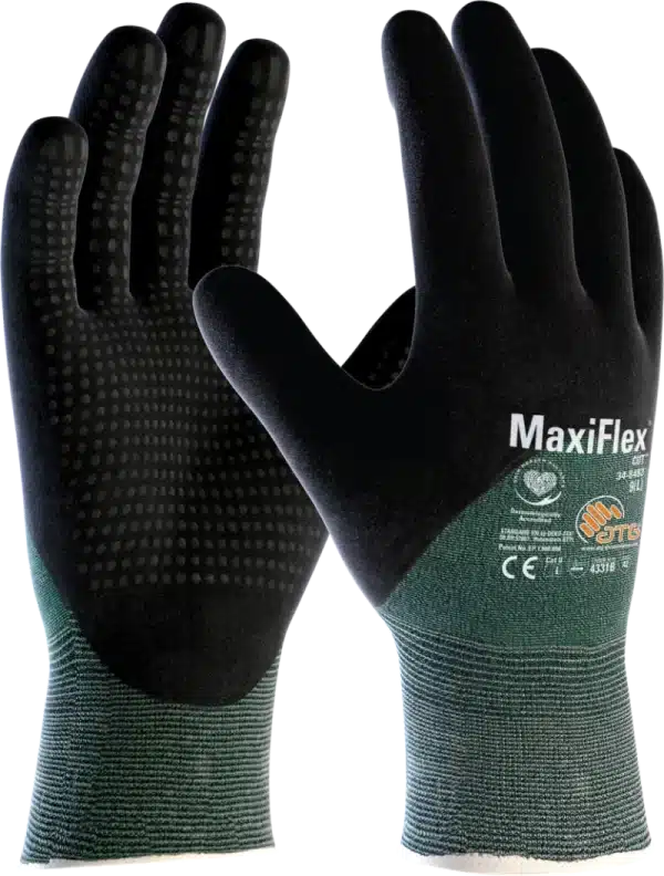 ATG MaxiFoam 34-800 Guanti Da Lavoro In Nylon Con Rivestimento In Schiuma Nitrilica, Taglia 9 (L), 5 Paia, Antiscivolo E Traspiranti
